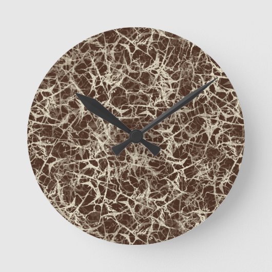 Vernetzende Neuronen auf Rot - nahtloses Muster. Runde Wanduhr (Vorderseite)