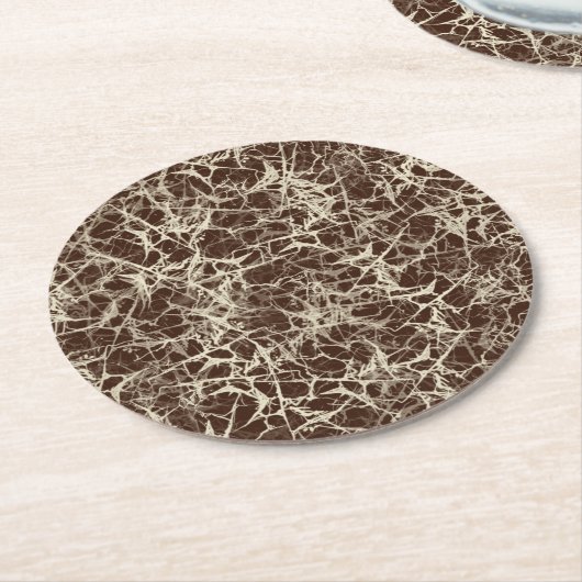 Vernetzende Neuronen auf Rot - nahtloses Muster. Runder Pappuntersetzer (Angewinkelt)