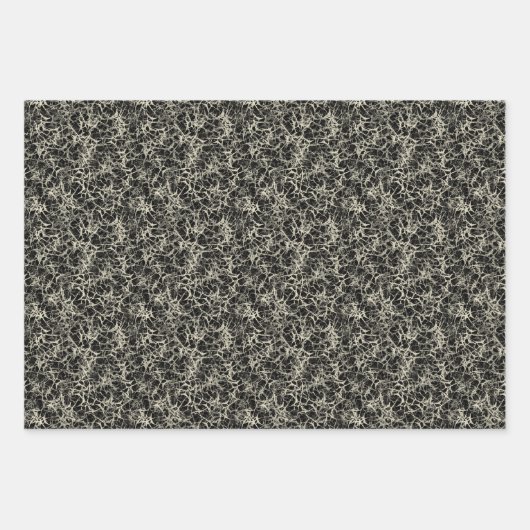 Vernetzte Neuronen auf schwarz - nahtloses Muster. Geschenkpapier Set (Vorderseite 3)