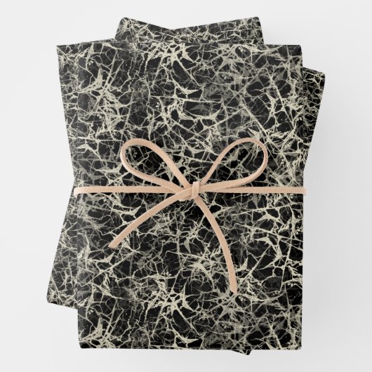 Vernetzte Neuronen auf schwarz - nahtloses Muster. Geschenkpapier Set (Beispiel)