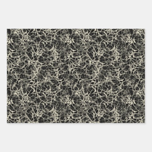 Vernetzte Neuronen auf schwarz - nahtloses Muster. Geschenkpapier Set (Vorderseite)