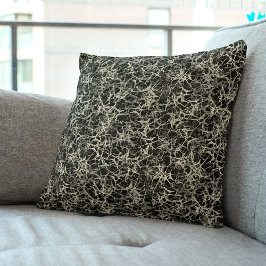 Vernetzte Neuronen auf schwarz - nahtloses Muster. Kissen