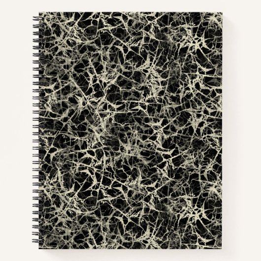 Vernetzte Neuronen auf schwarz - nahtloses Muster. Notizblock (Vorderseite)