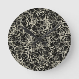 Vernetzte Neuronen auf schwarz - nahtloses Muster. Runde Wanduhr