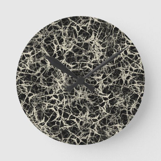 Vernetzte Neuronen auf schwarz - nahtloses Muster. Runde Wanduhr (Vorderseite)