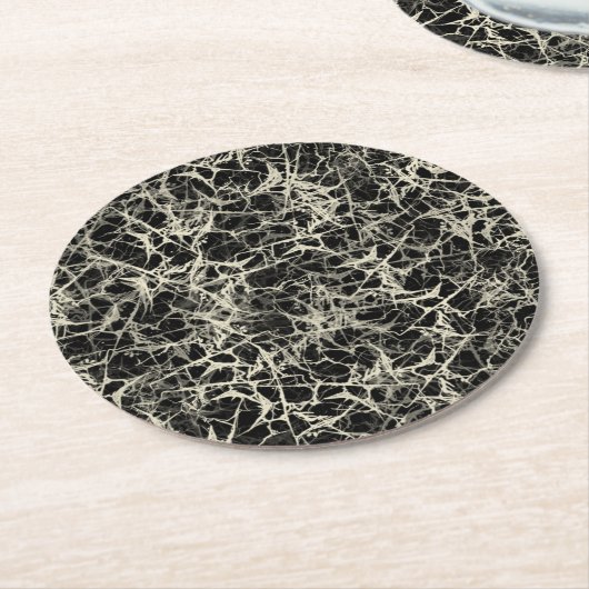 Vernetzte Neuronen auf schwarz - nahtloses Muster. Runder Pappuntersetzer (Angewinkelt)