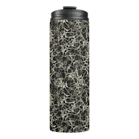 Vernetzte Neuronen auf schwarz - nahtloses Muster. Thermosbecher (Vorderseite)