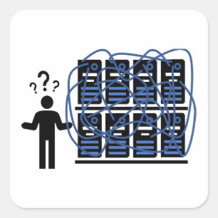 Vernetztes Rechenzentrum mit verwirrter IT-Technik Quadratischer Aufkleber