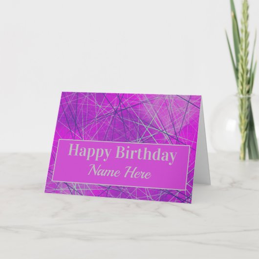 Vernetzung am Abstrakten Geburtstag in rosa Geomet Karte (Vorderseite)