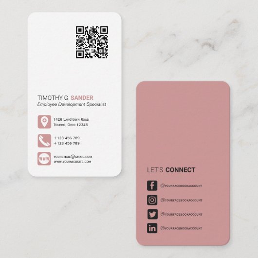 Vernetzung QR-Code einfache soziale Medien staubig Visitenkarte (Vorne/Hinten)