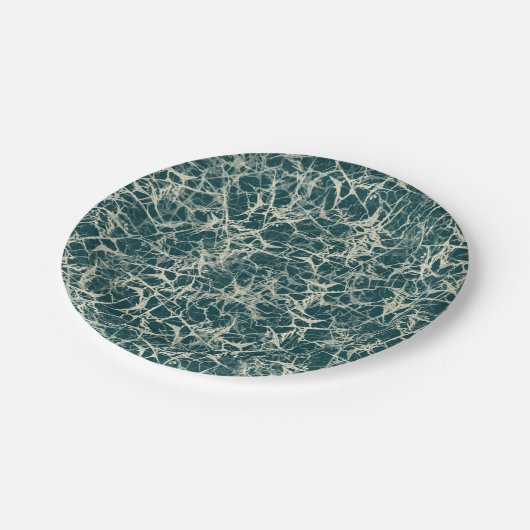 Vernetzung von Neuronen auf Aquamarin - nahtlos. Pappteller (Schrägansicht)