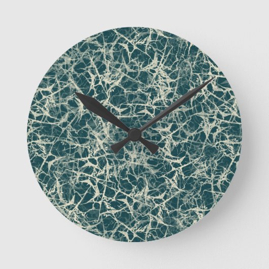 Vernetzung von Neuronen auf Aquamarin - nahtlos. Runde Wanduhr (Vorderseite)