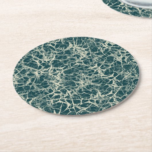 Vernetzung von Neuronen auf Aquamarin - nahtlos. Runder Pappuntersetzer (Angewinkelt)