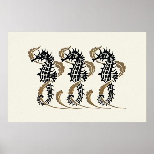 Verneuil Art Nouveau Seepferd Poster drucken (Vorne)