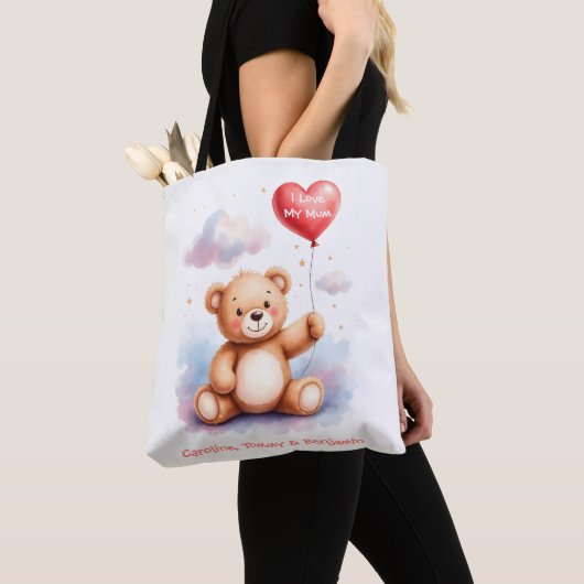 Verniedlichter Wasserfarben-Teddybär-Mama Tasche (Von Nahem)