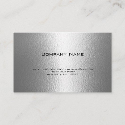 Verniegelte Silberzange-Imitat metallisch Visitenkarte (Rückseite)