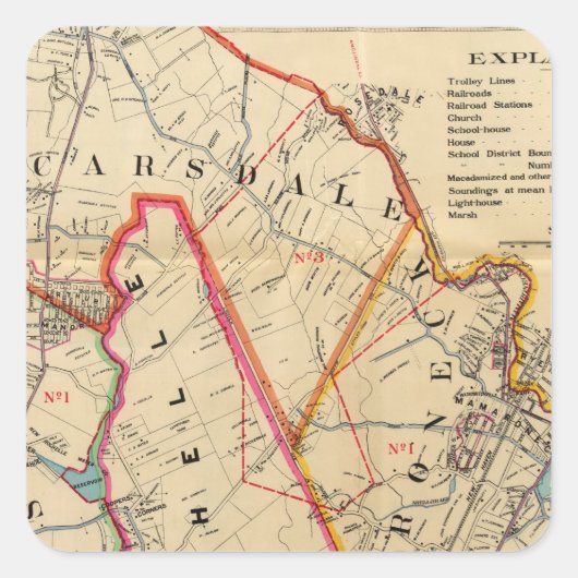 Vernon, E Chester, Pelham, New Rochelle, NY Quadratischer Aufkleber (Vorderseite)