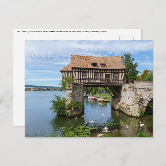 Vernon Old mill (vieux moulin) - Normandie, Frankr Postkarte (Vorne/Hinten)