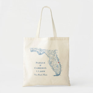 Vero Beach FL Map Elegant Navy Blue Gastgeschenk H Tragetasche