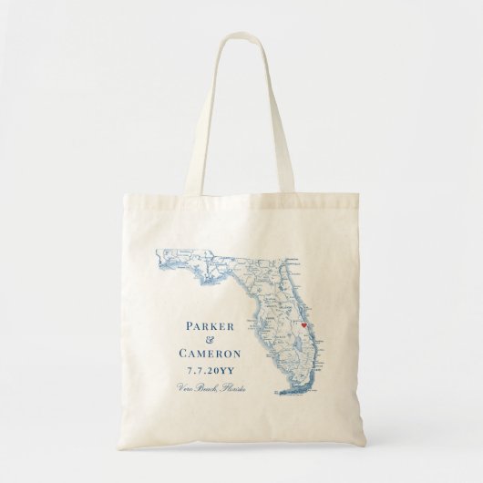 Vero Beach FL Map Elegant Navy Blue Gastgeschenk H Tragetasche (Vorne)