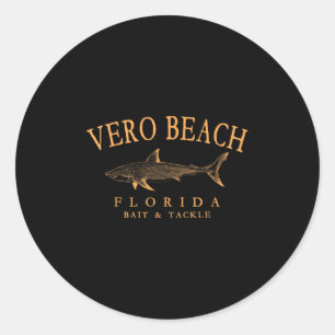 Vero Beach Florida Hai Retro gebogene orange Buchs Runder Aufkleber