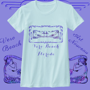 Vero Beach Florida Hübsch Art Deco Mermaids T-Shirt