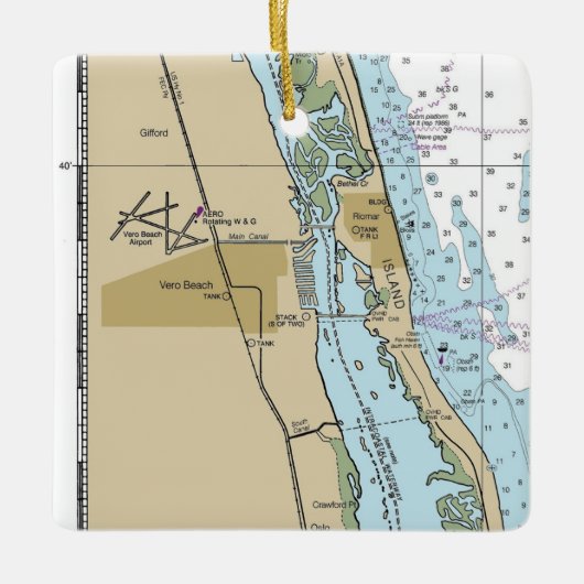Vero Beach Florida Nautical Chart Keramikornament (Vorderseite)