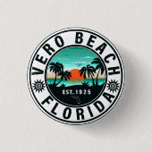 Vero Beach Florida Palm Tree Retro Sunset 60er Button (Vorderseite)