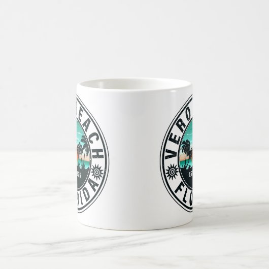 Vero Beach Florida Palm Tree Retro Sunset Kaffeetasse (Mittel)