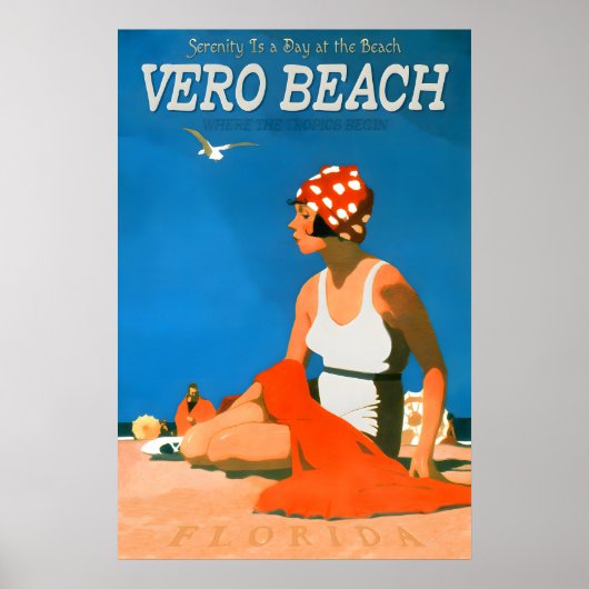 Vero Beach Florida Reise Repro Poster Strand Retro (Vorne)