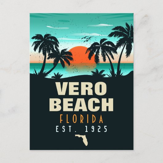 Vero Beach Florida Retro Sunset Souvenirs 60er Postkarte (Vorderseite)