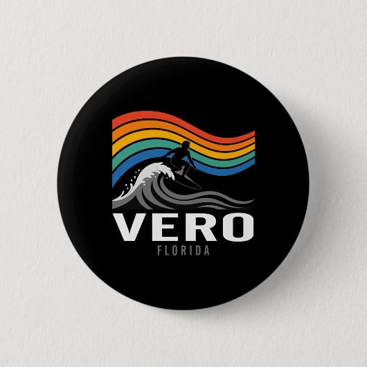 Vero Beach Florida Surfer Surfen Männer Frauen Button (Vorderseite)