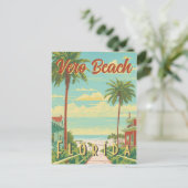 Vero Beach Florida Vintag Palm Tree Beach Postkarte (Stehend Vorderseite)