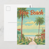 Vero Beach Florida Vintag Palm Tree Beach Postkarte (Vorne/Hinten)