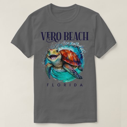 Vero Beach Florida Wasserfarbe Happy Sea Turtle T-Shirt (Design vorne)
