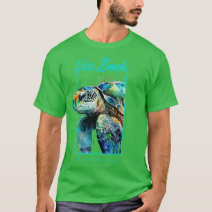 Vero Beach Florida Watercolor Sea Turtle Portrait T-Shirt