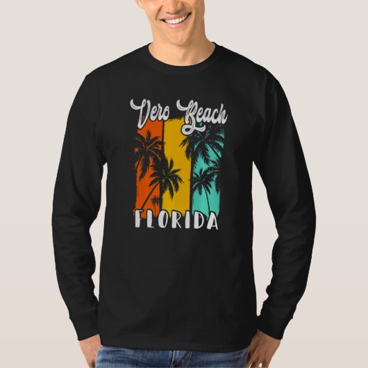 Vero Beach Palm Trees Beach Florida Retro Vacation T-Shirt (Vorderseite)