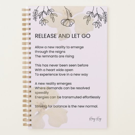 Veröffentlichung und lass - Gedicht zur Selbstverw Planer (Vorderseite)