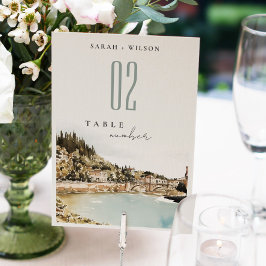 Verona Adige Fluss Italy Watercolor Wedding Tischnummer