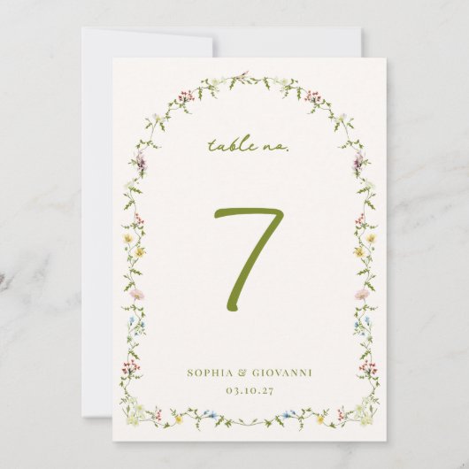 VERONA Frame Wedding Tischnummer Card (Rückseite)