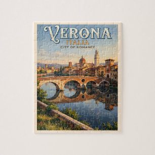 Verona Italien Adige Fluss Vintage Reise Puzzle