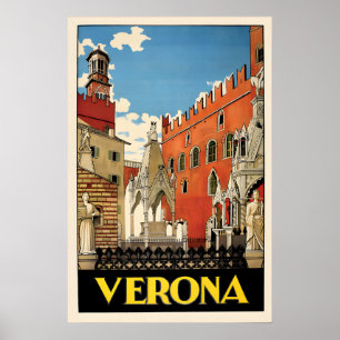 Verona Italien Reiseplakat Vintage-Wandkunst Druck Poster