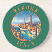 Verona Italien Retro Distressed Circle Getränkeuntersetzer (Vorne)