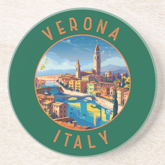 Verona Italien Retro Distressed Circle Getränkeuntersetzer (Vorne)