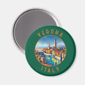 Verona Italien Retro Distressed Circle Magnet (Vorderseite/Rückseite)