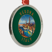 Verona Italien Retro Distressed Circle Ornament Aus Metall (Rechts)
