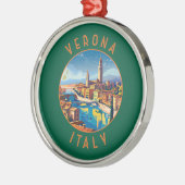 Verona Italien Retro Distressed Circle Ornament Aus Metall (Links)
