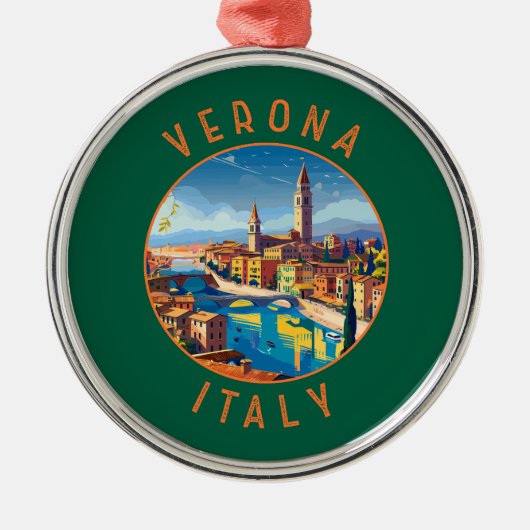 Verona Italien Retro Distressed Circle Ornament Aus Metall (Vorne)