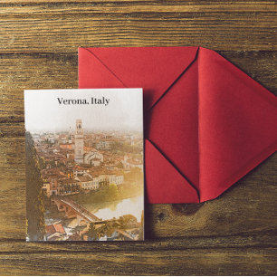 Verona Italien Silhouette Wasserfarben Postkarte