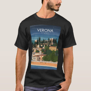 Verona Italien Vintag Minimal Retro Travel Poster T-Shirt
